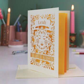 Personalised Sunshine Valentines Laser Cut Card, 4 of 6