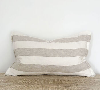Linen Stripe Cushion Cover, Soft Natural, 3 of 5
