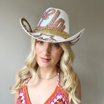 Baby Pink And Gold Star Cowboy Hat, 5 of 5