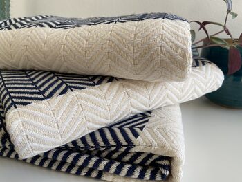 Zigzag Design Navy Soft Sofa Throw, 9 of 11