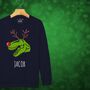 Rudolphasaurus Rex Dinosaur Personalised Kids Christmas Jumper Sweatshirt, thumbnail 10 of 12