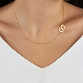 Sterling Silver Sideways Necklace Initial, 3 of 8