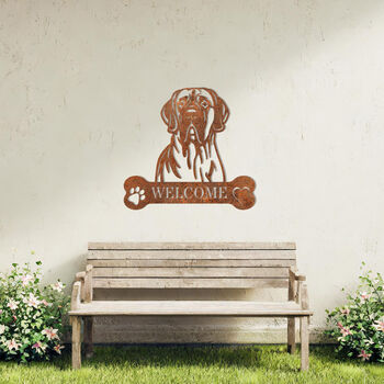 Customisable Great Dane Welcome Metal Wall Art Sign For Home And Garden Decor, 8 of 11