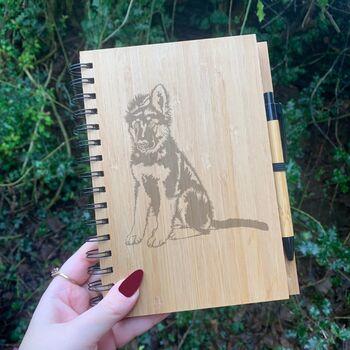 Personalised German Shepherd Alsatian Engraved Notebook, 3 of 7