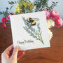 Personalised Bumble Bee On Lavender Birthday Card, thumbnail 3 of 5