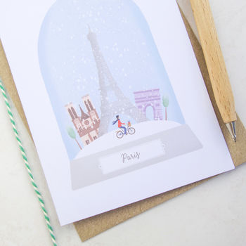 Paris Snow Globe Christmas Card, 2 of 3