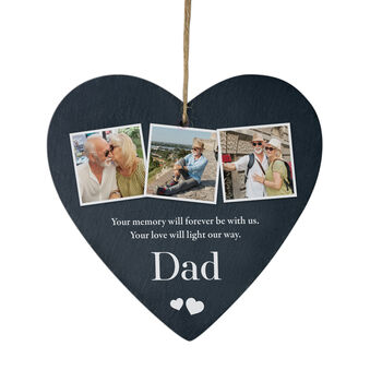 Personalised Photo Memorial Slate Hanging Heart Decoration 15 X 16cm, 6 of 6