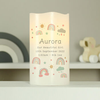 Baby Girl Rainbow Night Light LED Candle, 3 of 4