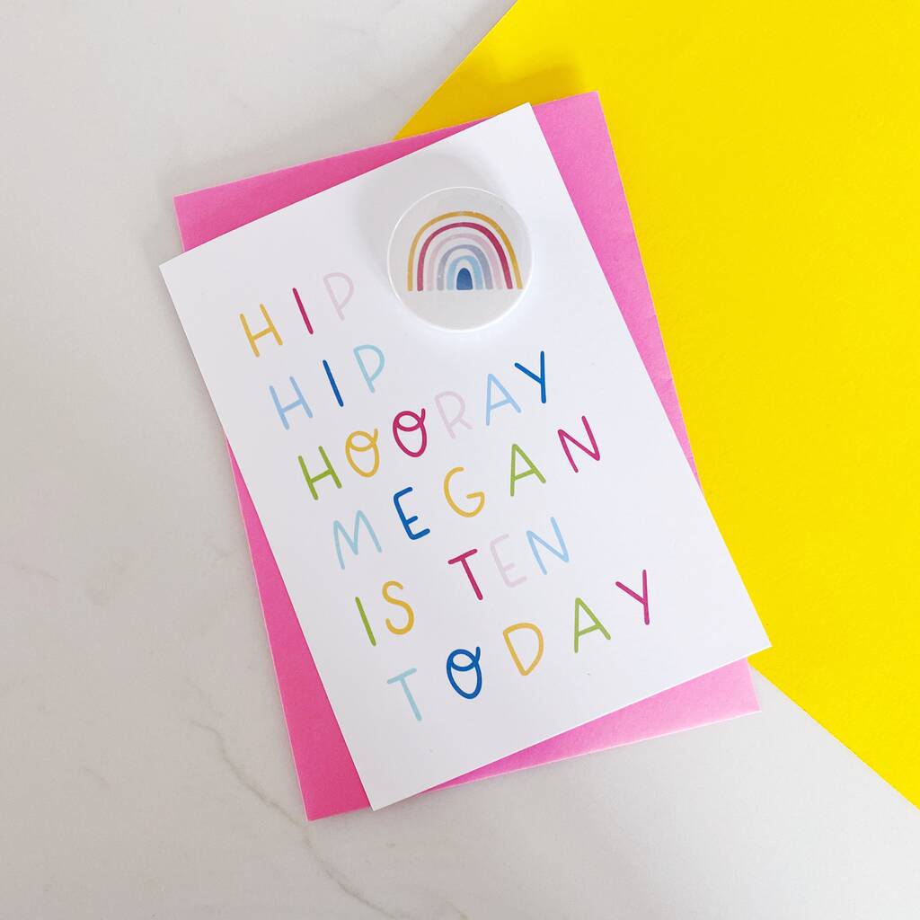 Personalised 'Hip Hip Hooray' Birthday Badge Card