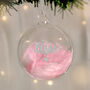 Personalised Pink Or Blue Feather Glass Bauble – Christmas Tree Decorations, thumbnail 3 of 10