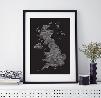 UK Places Typographic Map Print, 4 of 11