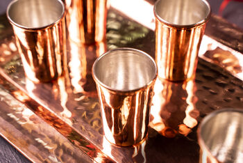 Copper Tray And Set Of Six Of Shot Glasses Set, 7 of 9