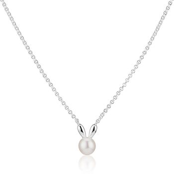 Children’s Sterling Silver Bunny Pearl Necklace – Christening, Birthday Or Flower Girl Gift, 2 of 4