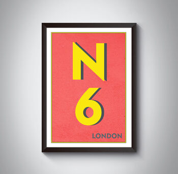 N6 Camden, Harringay London Postcode Print, 5 of 10