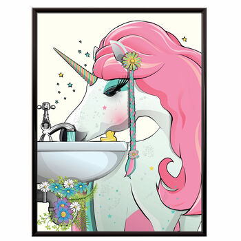 Unicorn Drinking From Sink Bathroom Poster, 4 of 7