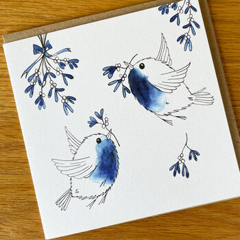 Watercolour Robins Christmas Cards Pack Of Five Designs, 6 of 6