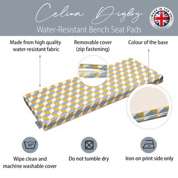 Cube Yellow Water Resistant Garden Bench Seat Pad, 4 of 4