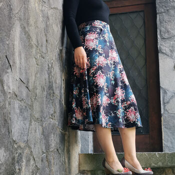 Annie Linen Blend Midi Skirt Koi Print, 8 of 8