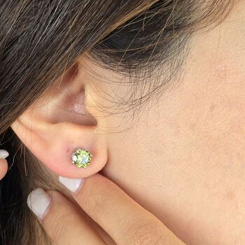 Peridot Moissanite Crystal Sterling Silver Earrings, 2 of 5