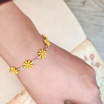 Yellow Daisy Sun Flower Charms Summer Bracelet, 4 of 7