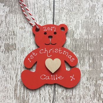 1st Christmas Teddy Personalised Decoration, 3 of 8
