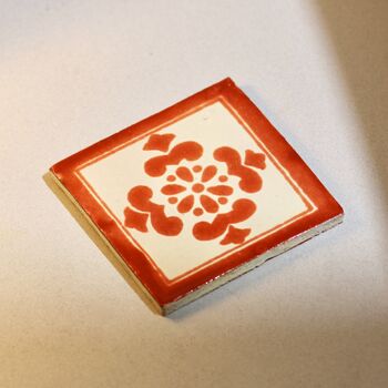 Handmade Ceramic Reworked Mexican Tile Drink Coasters, 3 of 9