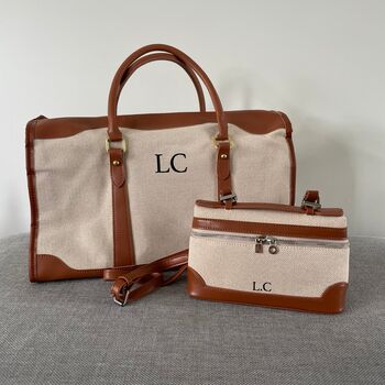 Personalised Lily Canvas And Faux Leather Holdall Duffle Bag, 7 of 9