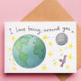 Earth And Moon Valentine Card, thumbnail 1 of 2