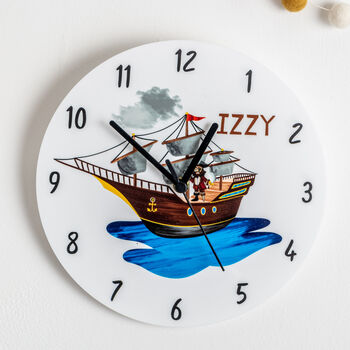 Pirate Themed Personalised Bedroom Wall Clock, 2 of 2