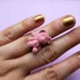 Personalised Happy Birthday Kids Fluffy Pink Teddy Bear Ring, thumbnail 2 of 7