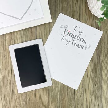Baby Hand Or Foot Print Framed Ink Keepsake Kit With Two Designs, 6 of 12