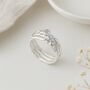 Sterling Silver Rainbow Moonstone Stacking Ring Set – Three Rings, thumbnail 1 of 6