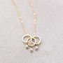 Triple Pearl Drop Circle Charm Necklace, thumbnail 2 of 9