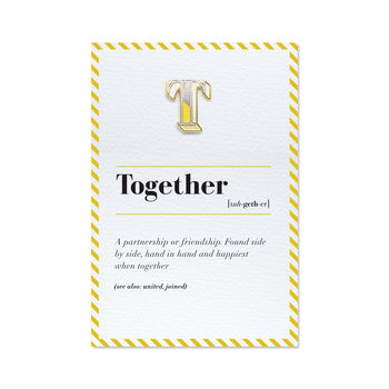 T Is For Together Pin Badge And Card, 5 of 5