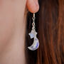 Rainbow Moonstone Moon And Star Earrings, thumbnail 2 of 10