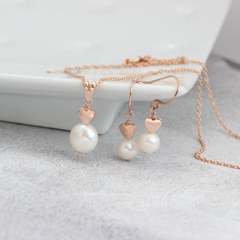 White Pearl Pendant And Earrings Set, 2 of 11