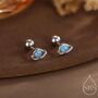 Tiny Blue Opal Planet Screw Back Earrings In Sterling Silver, thumbnail 1 of 9