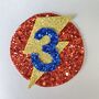 Custom Glitter Birthday Badge With Star Or Flash, thumbnail 8 of 9