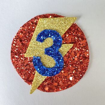 Custom Glitter Birthday Badge With Star Or Flash, 8 of 9