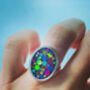 Super Sparkly Adjustable Disco Ring Hand Made Oval, thumbnail 3 of 8