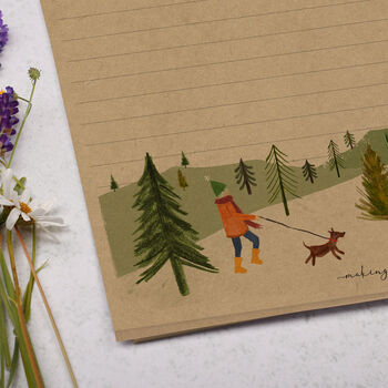 A4 Kraft Letter Writing Paper With Countryside Dog Walk, 2 of 4