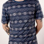 Unisex Christmas T Shirt Xmas Blue Fair Isle, thumbnail 1 of 2