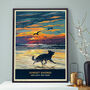 German Shepherd Limited Edition Beach Sunset Gift Print, thumbnail 1 of 9