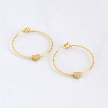 Tiny Gold Plated Heart Hoop Earrings, 9 of 11