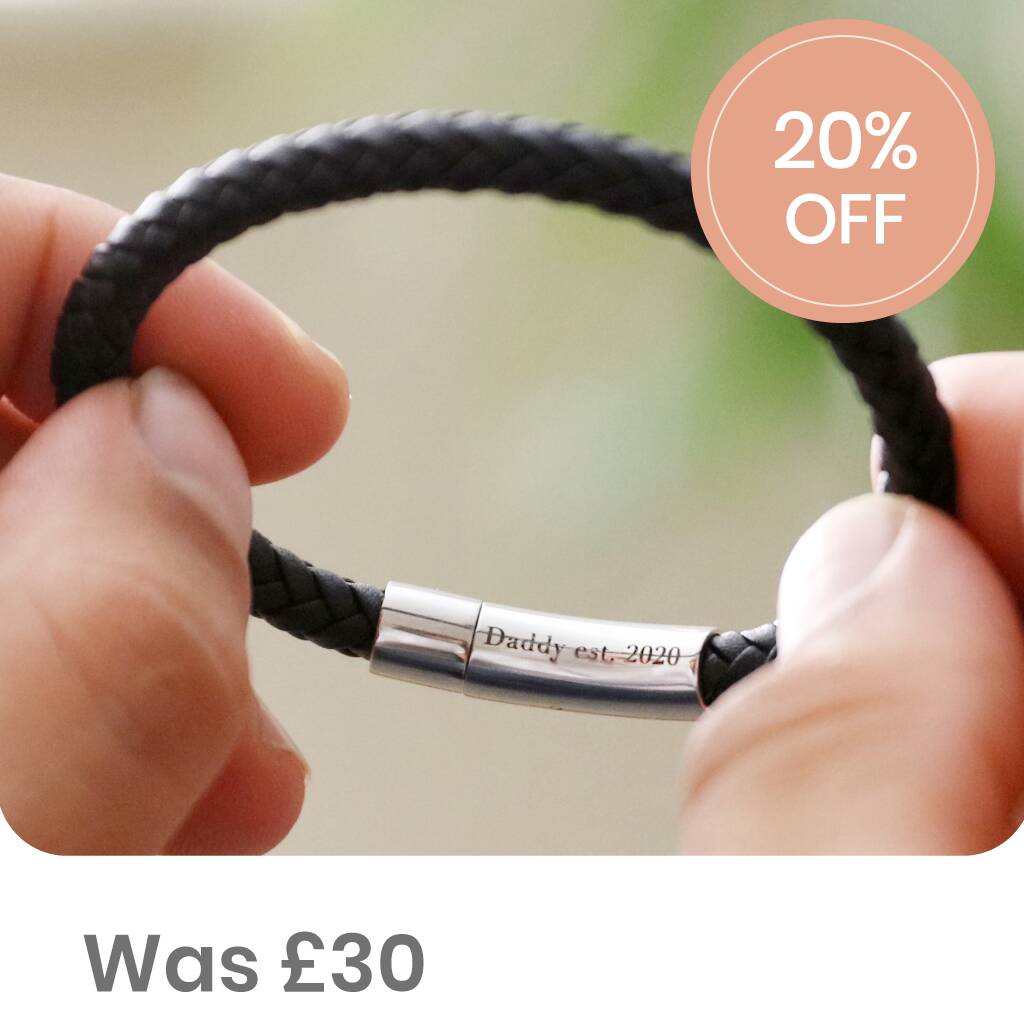 Men's Personalised Engraved Polished Leather Bracelet, 1 of 11