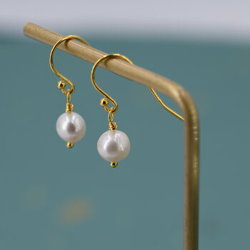 Sterling Silver Irregular Shaped Round Pearl Earrings, 4 of 12