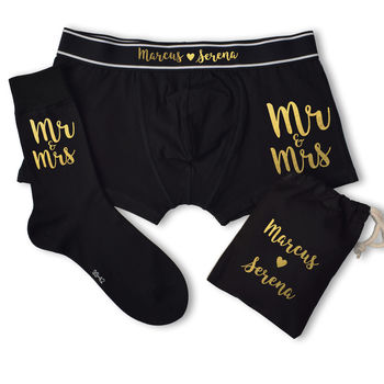 Personalised Mr And Mrs Groom's Wedding Underwear Set, 7 of 8