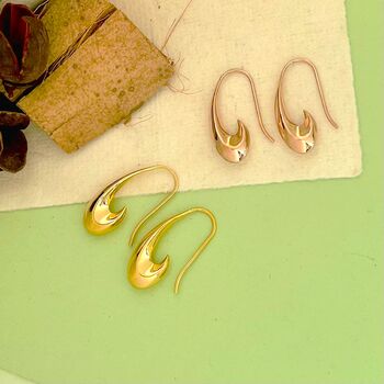 Sterling Silver Teardrop Curved Hoop Earrings, 4 of 5