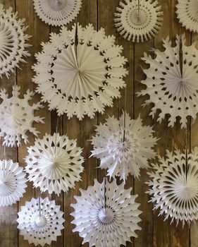 Set Of Six White Paper Snowflake Decorations, 3 of 8