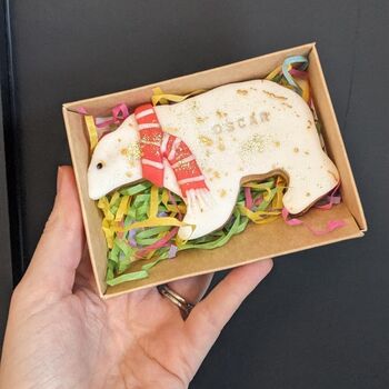 Hand Iced Personalised Polar Bear Biscuit Christmas Gift, 6 of 8